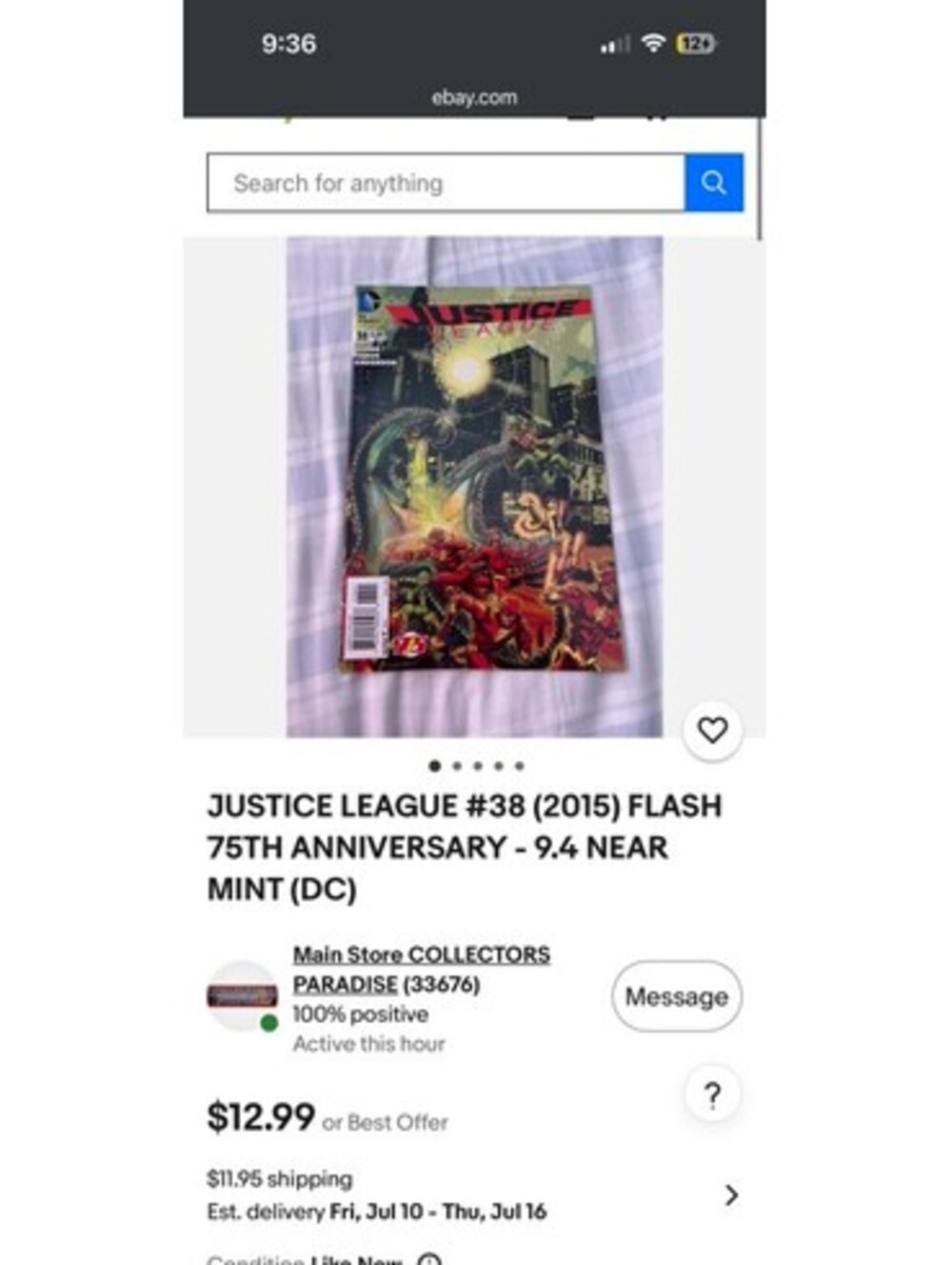 Justice League #38 (2015) Flash 75th Anniversary Comic Book - Mint Condition